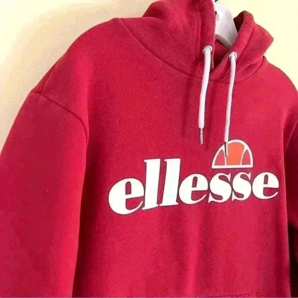 Ellesse Gottero Red W/ White Classic Logo Hooded Sweatshirt Size S - Picture 5 of 13